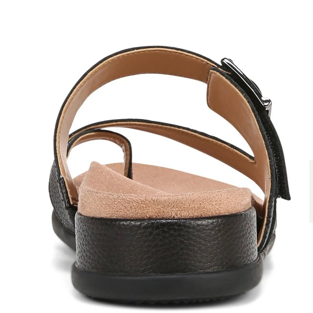 Vionic Carmela Black Leather Toe-Loop Slide Sanda… - image 6